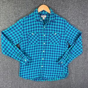 Wallace & Barnes Flannel Shirt Men Medium Blue Check Utility Outdoorsman